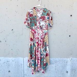 Multi-color Chiffon Midi-Dress